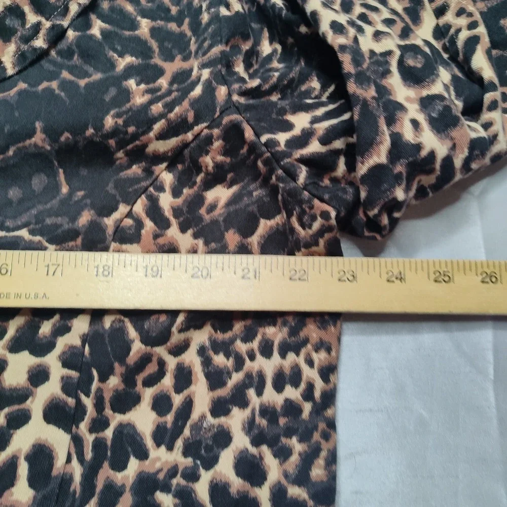 ROAMANS Women Large Leopard‎ Print Cotton Long Sleeve Button Up Jacket
